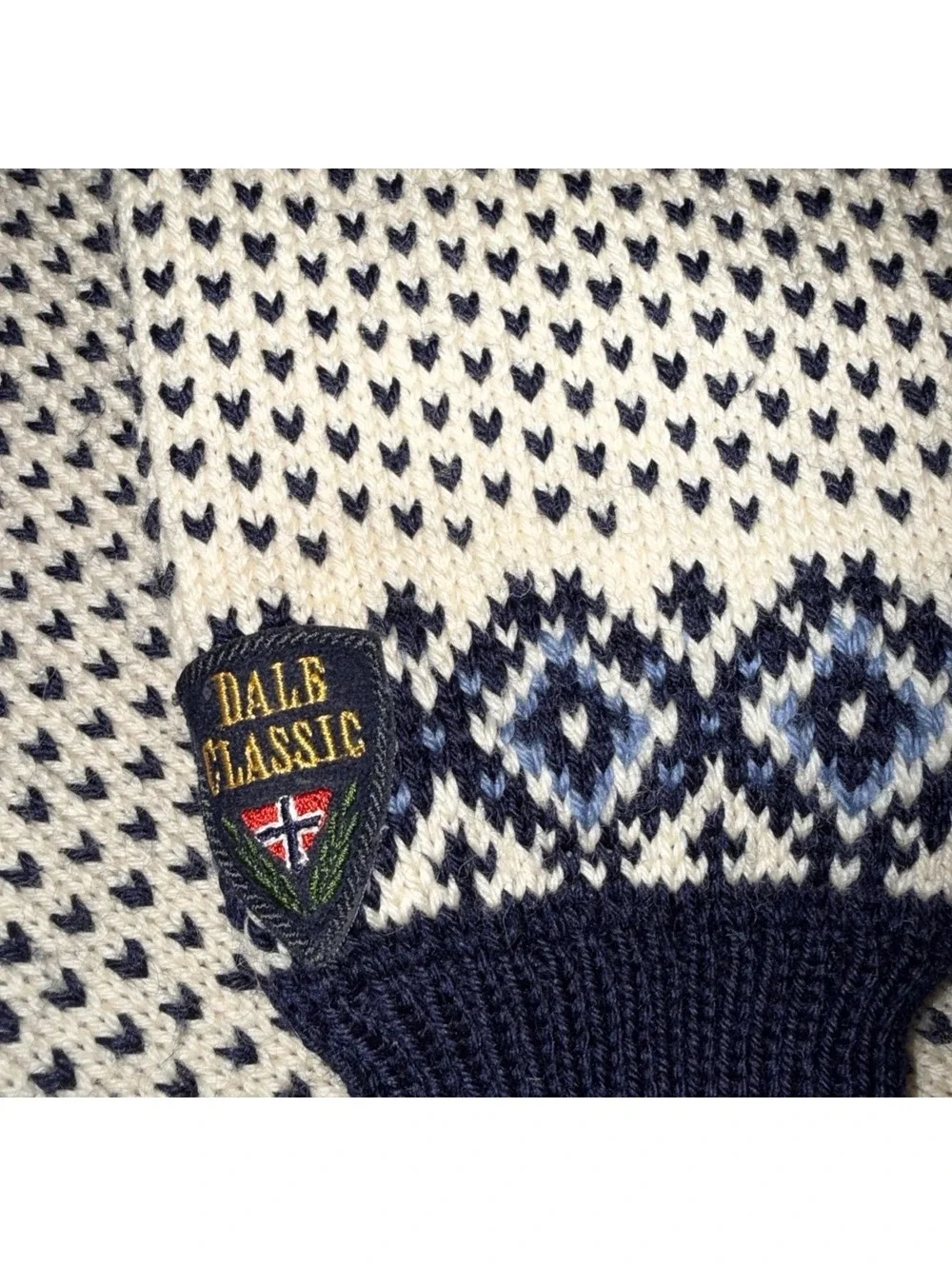 Dale of Norway Wool Nordic Cardigan Sweater Blue Cream Clasps NWOT M